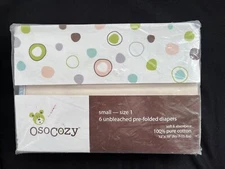 NWT Osocozy 1  7-15 Lbs Unbleached Pre-folded Cotton Cloth Diapers Newborn Baby