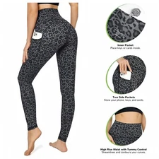 Women's High Waist Yoga Leggings Butt Lifting workout Gym Pants with Pockets