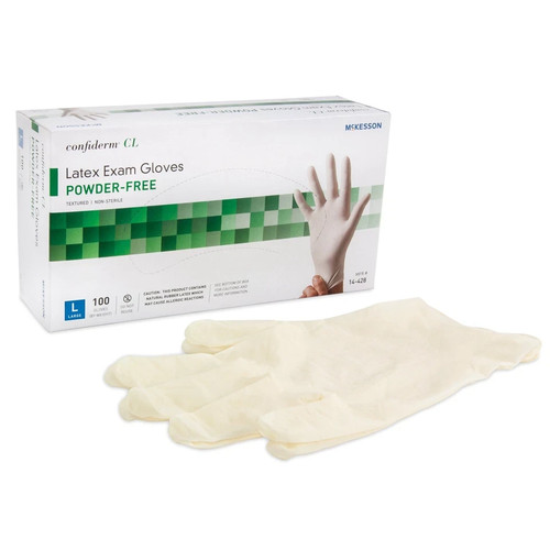 McKesson Confiderm Latex Exam Glove Standard Cuff Length LARGE 100 per Box - Picture 1 of 9