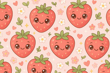 Pure Cotton Cute Strawberry Pattern Digital Printed Cut By 1 Yard
