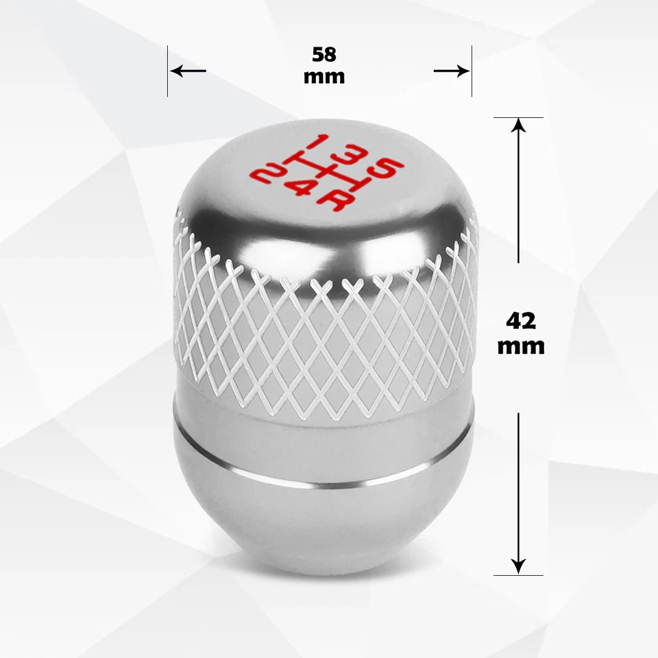 Universal JDM Tipo-R Estilo 42 mm Manual de Carreras 5 Velocidades Aluminio Perilla de Cambio Plateada Foto 3 de 3