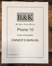 B&K Phono 10 Phono Preamplifier Owners / User Manual *Original*