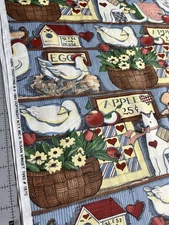 Vintage 1993 Susan Winget Fabric Traditions Country Shelf Cotton Fabric 