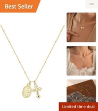 Cross Necklace for Women 14K Gold Silver Plated Dainty Small Cross Pendant Ch...