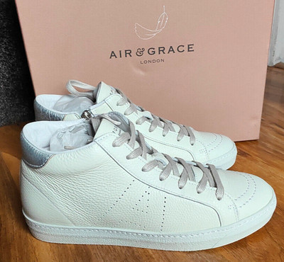 Air & Grace Alto Herren Weiß Leder Sneaker, Gr. 4 UK / 37 EU NEU