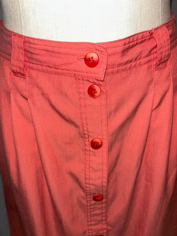 Falda midi TravelSmith vintage con botones delanteros talla 12 nailon coralino para mujer Foto 2 de 4