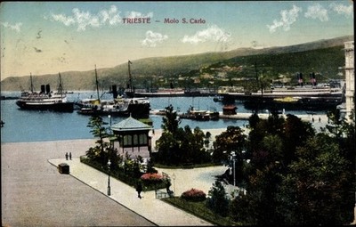 Mondschein Ak Triest Trieste Friuli Venezia Giulia, Molo S. Carlo,... - 10494045