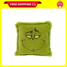 Grinch 16 Inch Furry Square Pillow, Green by Ruz