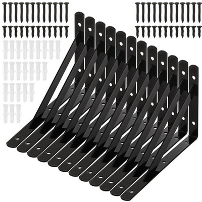 12 Pack Heavy Duty Shelf Brackets, 8 in X 5 in Wall Mount Steel L Shelf Brack
