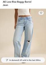 American Eagle Low Rise Barrel Jeans Light Jean Size 14 Long