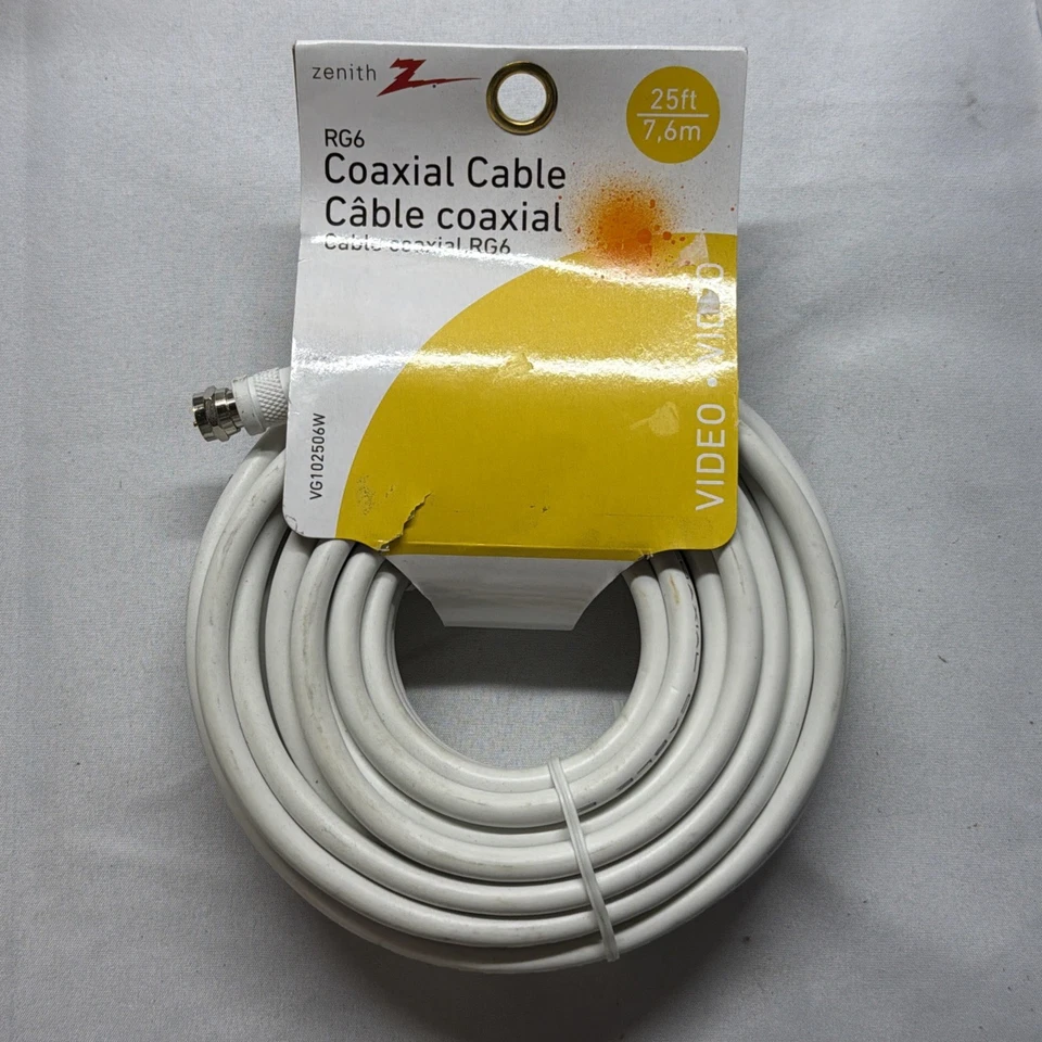 AmerTac – Zenith VG105006W RG6 Coaxial Cable – 25 Feet - New - Image 2 of 3