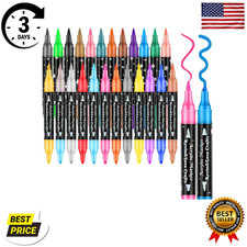 24 COLORS DUAL TIP ACRYLIC PAINT MARKER PENS SET Painting Canvas Art Supplies