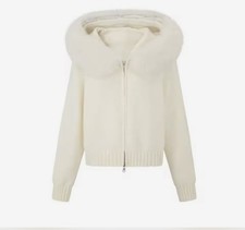 Fashion Fur Hooded Knitted Warm Knitwear Women's Sweater Coat Cardigan Jacket