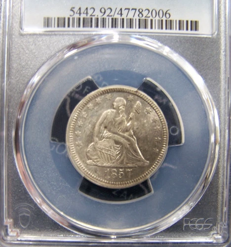 1857 25C Seated Liberty Silver Quarter - PCGS AU Details Cleaned - Free Shipping