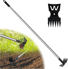 Weed Puller Tool with Long Handle, 2 in 1 Garden Hoe and Weed Rake, 60" Weed Rem