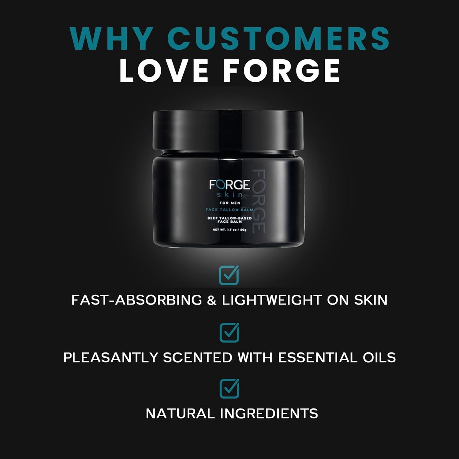 Forge Skin Men's Wrinkle Defense Beef Tallow Balm for Skin- 1.77 OZ | Mens Sk...