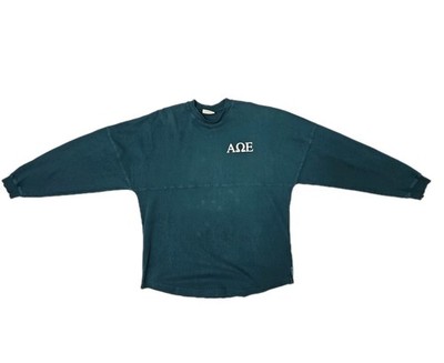 Alpha Omega Epsilon Navy T Shirt Fraternity Letters Jersey Embroidered Logo SZ L