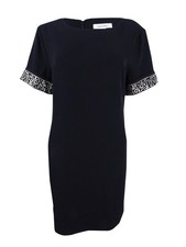 Calvin Klein Women's   Studded-Sleeve Shift Dress (6, Black) 190466571500