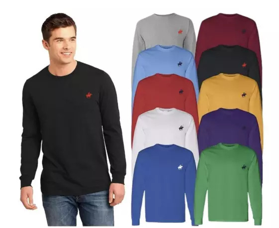 МУЖСКАЯ ФУТБОЛКА С ДЛИННЫМ РУКАВОМ PACIFIC POLO CLUB ОТ PACIFIC CLUB - XL - БОРДОВЫЙ