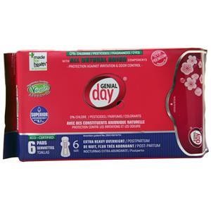 Эко-сертифицированные прокладки Genial Day с анионовой полоской, очень плотные на ночь /после родов