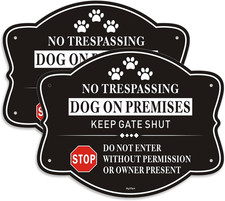 2 Pack Beware of Dog Sign Metal Aluminum,10 x 8 inch No Trespassing Dog On