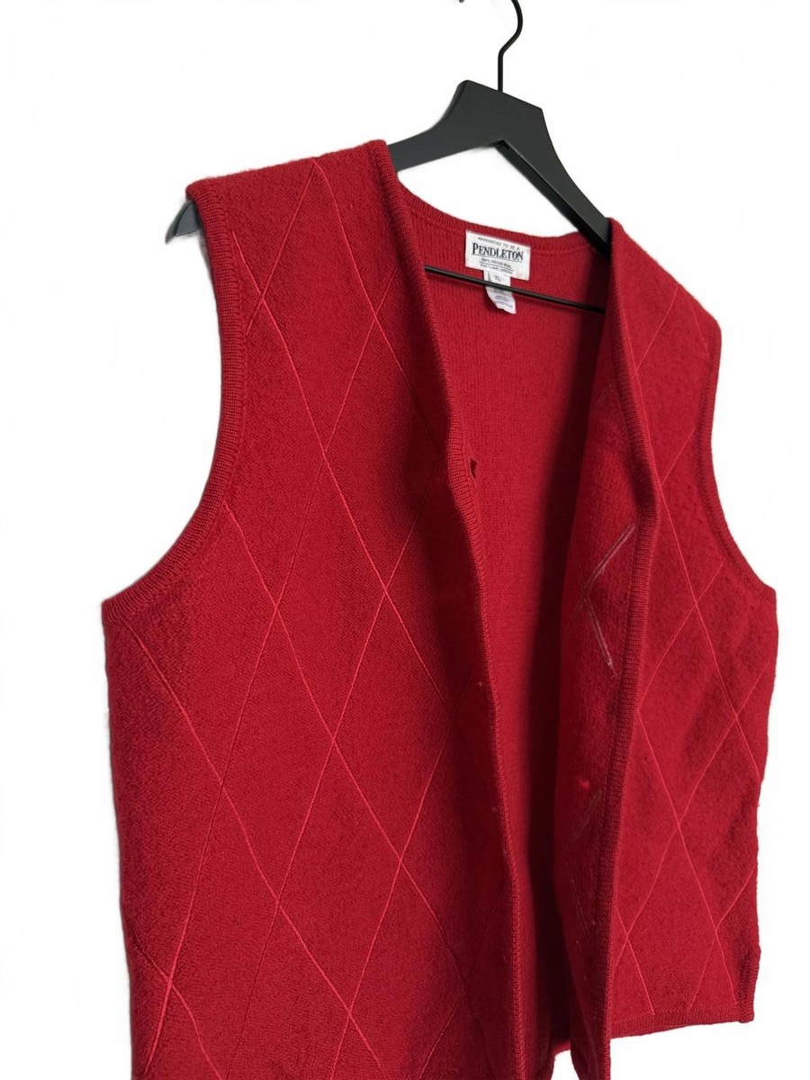 Pendleton Red Diamond Pattern Wool Vest View 2