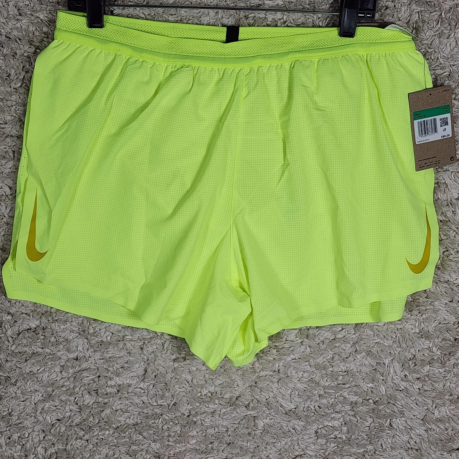 Nike Dri FIT ADV Racing Running Shorts XL Mens Lightweight Breathable Green Logo