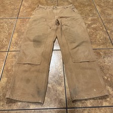 VTG Carhartt Pants Mens 34x32 Brown Carpenter Straight Double Knee USA 90s B136