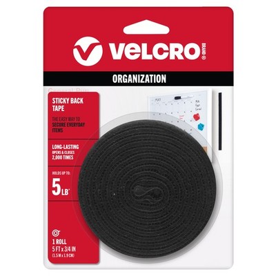 Klettband (R) Marke selbstklebendes Rückseitenband 0,75''X5'-schwarz - 90086