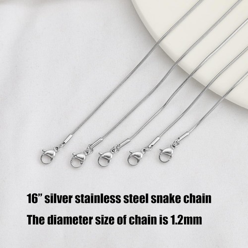 Lot of 25 Silver Tone Snake Chains 16" Necklace Bulk Stainless Steel Necklace 