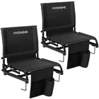 2 Pack Folding Stadium Seats w/ Back Support Portable Bleacher Chairs Cup Holder