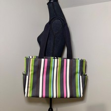 Kate Spade Multi Purpose Rectangular Large Canvas Striped Diaper Bag/Tote