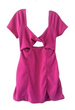 Anthropologie Maeve Magenta Cut-Out Mini Dress Size Small Peek A Boo Preppy