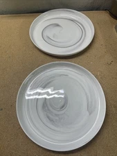 Artisanal Kitchen Supply Coupe Marble Gray Swirl 11” Dinner Plates Set Of 2