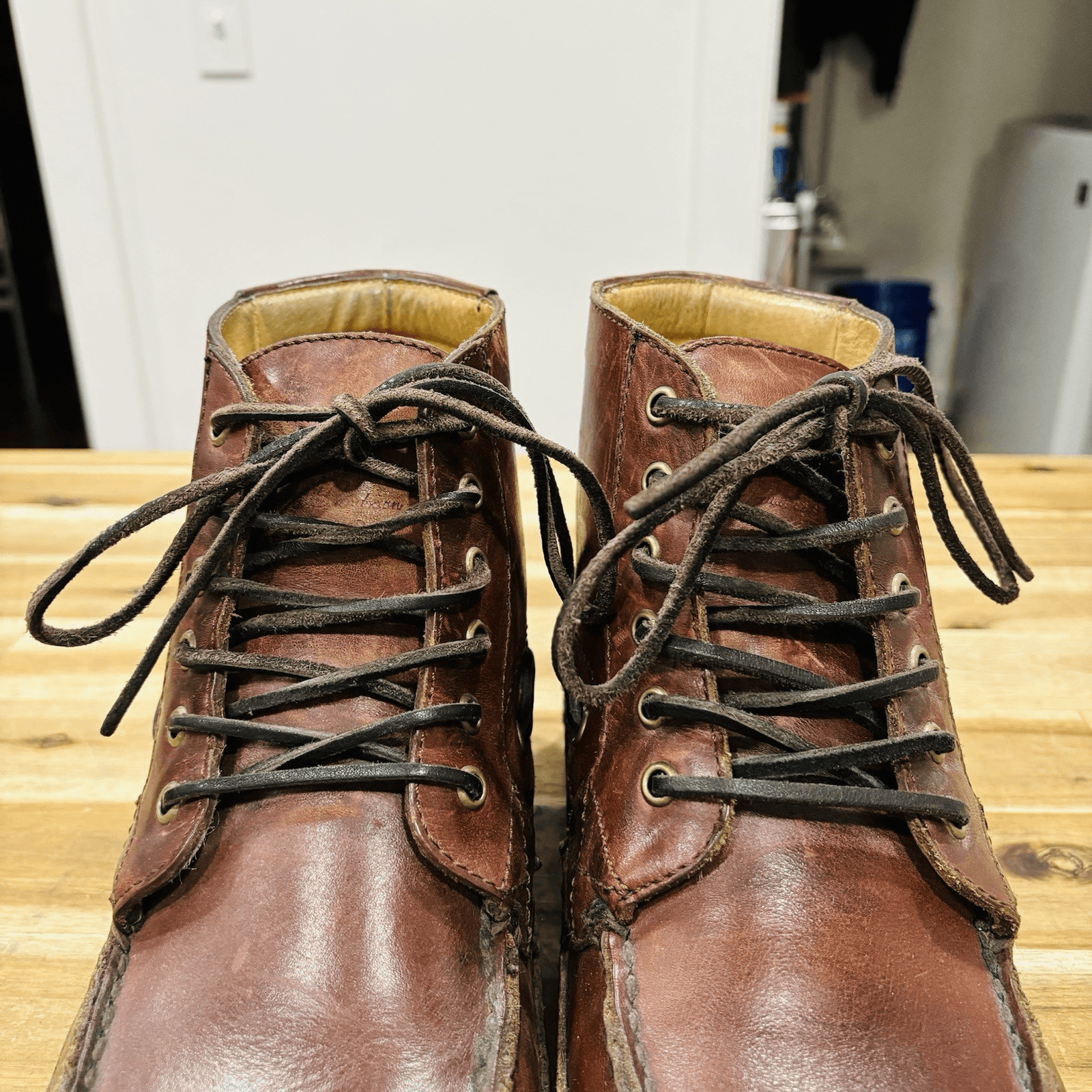 SAOLA Stivali stringati Frye in pelle marrone mocassino crepe suola media uomo taglia 10 5