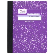 Composition Notebook, Wide Ruled Paper, 7-1/2" x 9-3/4", 100 Sheets, Purple M...