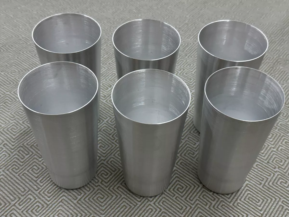 6 PCS Anodized Aluminum Tumblers Drinking Glasses Vintage Retro Metal Cup