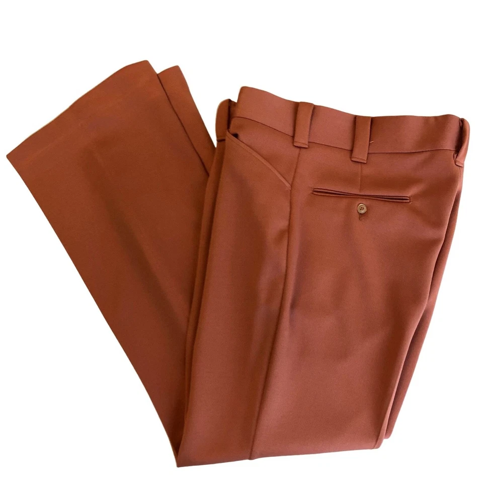 Pantalones Hippie De Colección Años 70 Wrangler Mod MAUVE Albaricoque Campana Parte Inferior Disco Fiesta GOLF 32 Foto 2 de 4