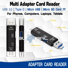 MULTI ADAPTER Card Reader OTG Fast USB 3.0 Type C USBC Micro SD Memory PC Phone