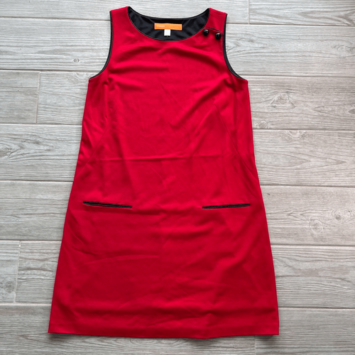 Cynthia Steffe Womens Red Welt Pockets Sleeveless Mini Shift Dress Size Medium