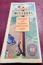 Sinclair HC Gasoline Missouri 1940’s-1950’s Road Map & Pictorial Guide Route 66