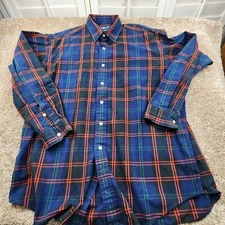 Polo Ralph Lauren Shirt Mens L Blue Red Plaid Blake Button Down Classic