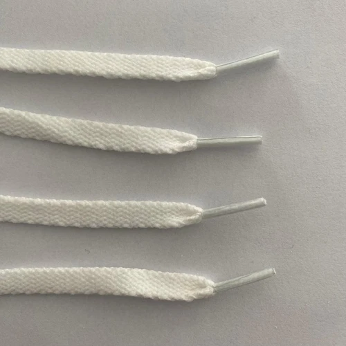 White Flat Shoelace Pair 8mm wide, Premium Quality Replacement for Trainers