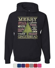 Merry Christmas Xmas Tree Hoodie Holiday Spirit Joy Santa Snow Sweatshirt