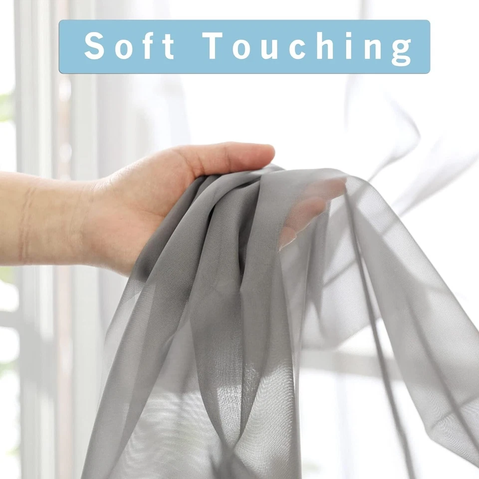 2pc Sheer Voile Window Curtain Panel Gray - Room Essentials - Image 3 of 4