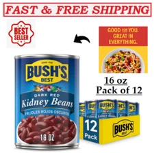 (Pack of 12) BUSH'S BEST Canned Dark Red Kidney Beans, Gluten Free,(16 oz)