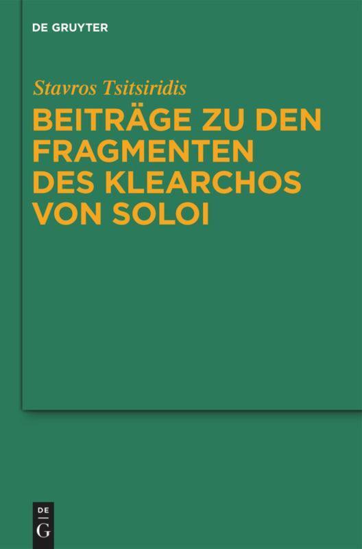 Thumbnail - Stavros Tsitsiridis | Beiträge Zu Den Fragmenten Des Klearchos Von
