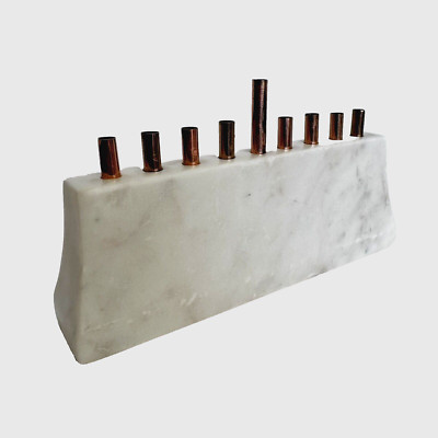 Hanukkah Menorah Solid Marble & Copper Willow & Riley 10''L Weighs 5.7 LBs I671