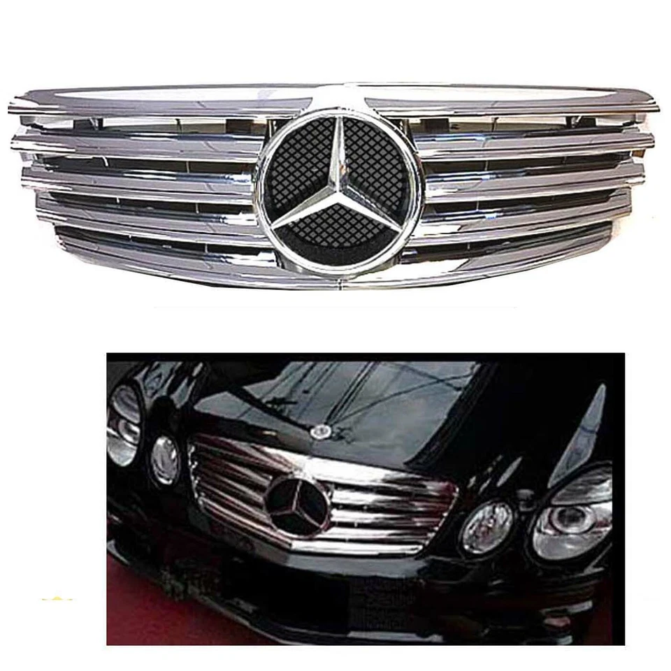 E55 E63 grille E-Class All Chrome FIN Star E320 E500 2003 2004 2005 2006 - Image 4 of 4