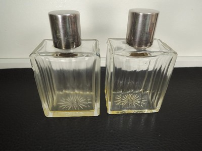2x Antique Sterling Silver Tap Austrian Perfume COLOGNE/TOILETRIES/Glass Bottles